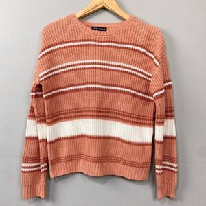 Love‎ Ellie Sweater Size XL Rust Coral Stripe Pullover Soft Knit Cozy Fallcore
